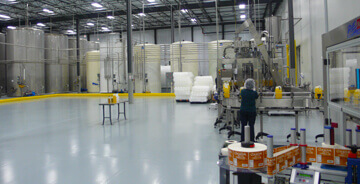 View inside of a food process plant