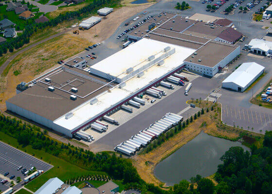 Aerial view of the J&B Group meat process food plant
