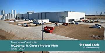 Time-Lapse Construction of a 190,000 sq ft cheese process plant located in Texas