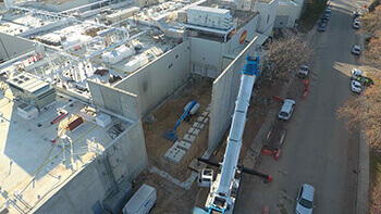 Aerial view of construction at a food process plant build-out