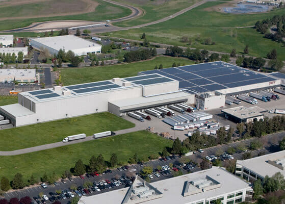 Aerial view of Tony's Fine Foods distribution center in Californai